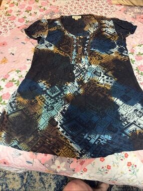 dressbarn Black and Brown Textured Top